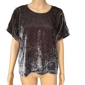 Madewell Velvet Bow Back Top blouse Gray Viscose Silk size S
